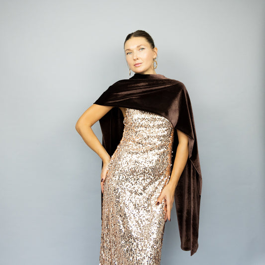 Brown velvet wrap brown velvet shawl dark brown winter shrug dark brown velvet scarf brown woman velvet warm bridal cover