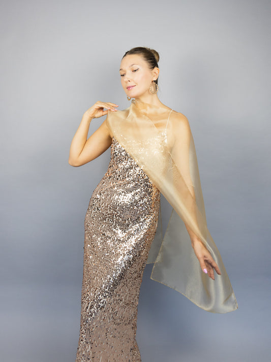 Gold organza wrap golden sheer shawl golden shawl golden scarf golden sheer shrug bridesmaids scarf woman sheer scarf evening shawl prom