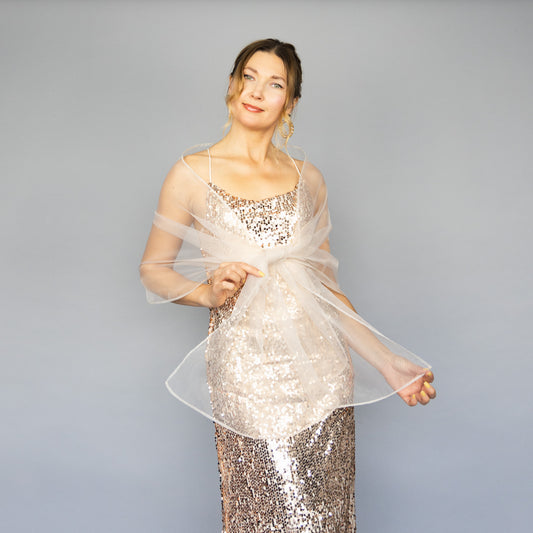 Light champagne organza wrap champagne sheer shawl champagne scarf champagne sheer shrug bridesmaids scarf woman sheer scarf beige shawl