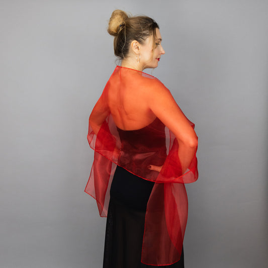 Red scarf red wrap red shawl sheer shawl sheer red organza scarf red sheer shrug bridesmaids scarf woman sheer scarf evening shawl red accessory