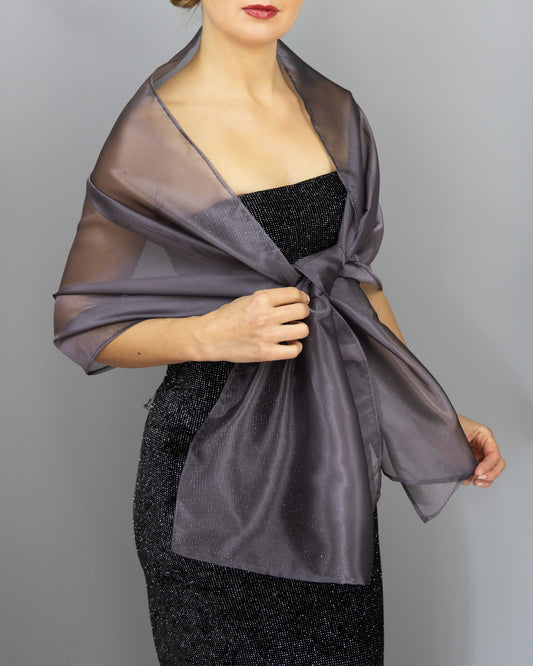 Smoky quartz organza scarf greyish brown wrap sheer smoky grey shawl scarf sheer shrug bridesmaids scarf woman sheer scarf evening shawl