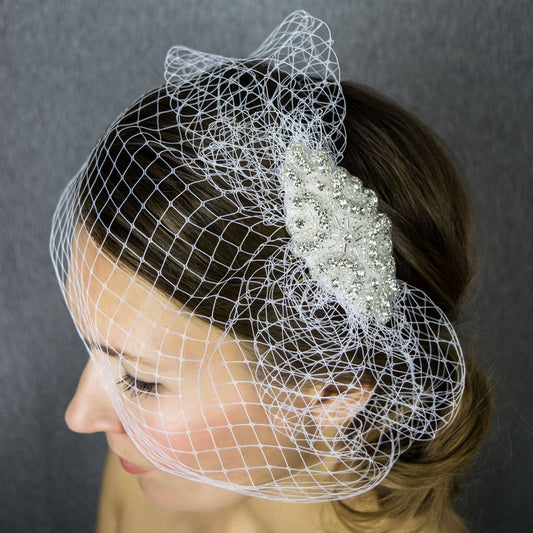 Birdcage veil / russian veil / elegant , couture and classical bridal veil white birdcage headpiece headband or clip / couture bride