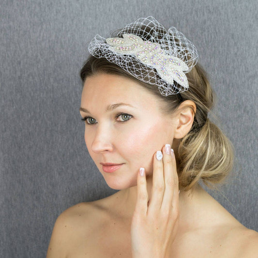 Birdcage veil / russian veil / elegant , couture and classical bridal veil white birdcage headpiece headband or clip / couture bride