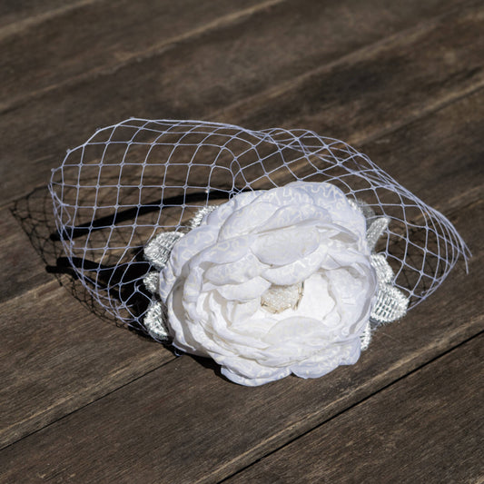 Birdcage veil / russian veil / elegant , couture and classical bridal veil white birdcage headpiece headband or clip / couture bride