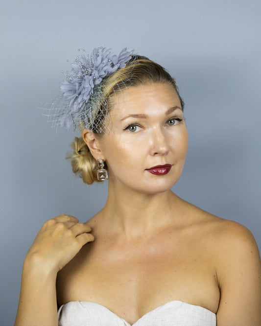 Silver grey headpiece headband, flower headband classical bridal headpiece diadema , elegant and simple , flower headpiece