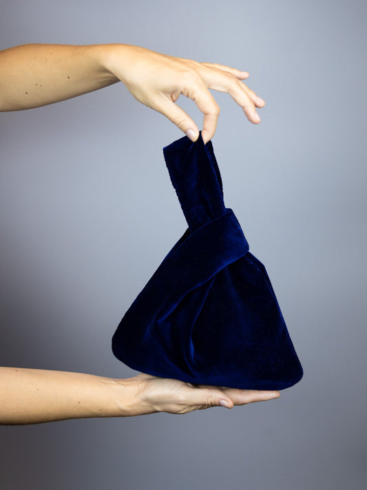 Japanese knot bag blue purse navy clutch navy blue velvet bag special dark blue bag velvet purse velvet bag navy prom bag blue prom purse