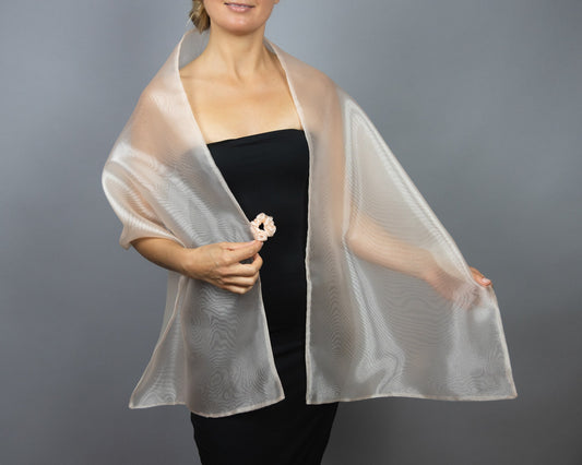 Light champagne organza wrap champagne pull through wrap bridesmaid shawl champagne organza scarf champagne loop wrap woman organza shrug