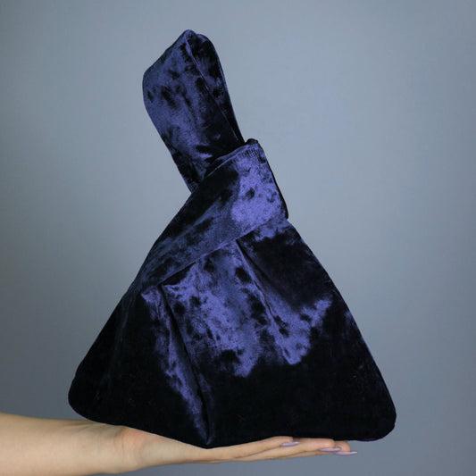 Japanese knot bag purse clutch navy blue or green crushed velvet, prom bag, party bag, velvet bag, bridesmaid bag, green prom purse