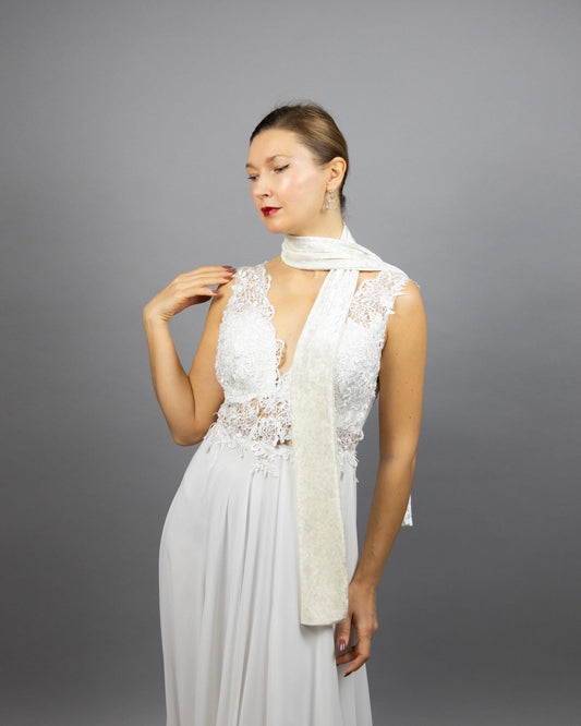 Velvet neck scarf Ivory velvet scarf Ivory woman scarf gift Winter wedding velvet scarf velvet scarf black scarf green burgundy navy blue