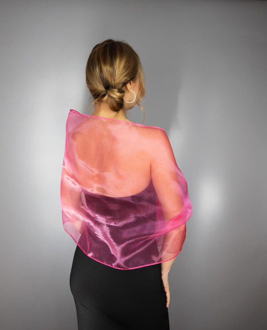 Magenta wrap fuchsia shawl hot pink prom wrap evening wrap organza woman shawl woman gift wrap with a ribbon woman scarf bridesmaids scarf