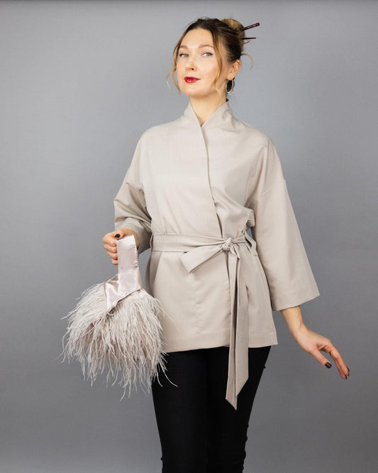 Champagne Japanese knot bag champagne feathers purse champagne clutch champagne party bag ostrich feathers unique bag feathers clutch prom