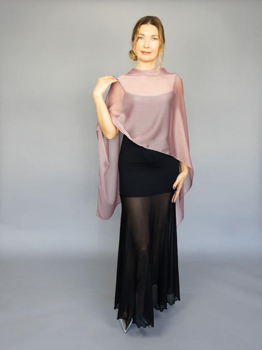 Mauve capelet light pink shrug pink Greek style wrap sheer Greek cape sheer scarf pink cape bridesmaids wrap sheer mauve bridal cape