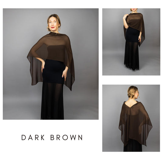 Brown capelet brown shrug dark brown Greek style wrap sheer Greek cape sheer scarf brown cape bridesmaids wrap sheer bridal cape brown shawl