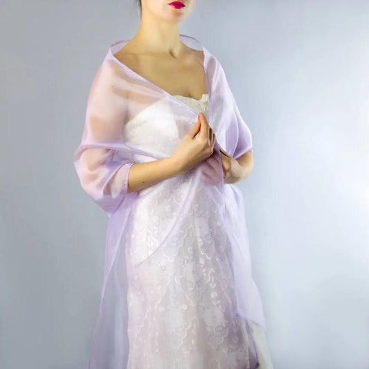 Lavender organza wrap lavender sheer shawl lavender scarf lavender sheer shrug bridesmaids scarf woman sheer scarf evening shawl prom