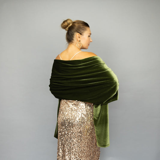 Olive velvet wrap olive green shawl olive winter shawl olive shrug olive warm shawl olive bridesmaids wrap olive woman scarf