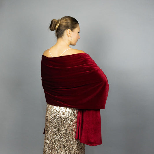 Burgundy red Velvet wrap shawl bolero winter wedding shrug elegant accessory bridesmaids burgundy velvet shrug warm woman shawl velvet scarf
