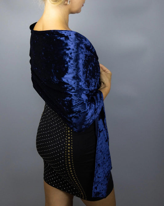 Velvet wrap velvet shawl blue velvet scarf Winter wedding shrug evening scarf navy blue velvet crushed velvet shawl marble velvet scarf