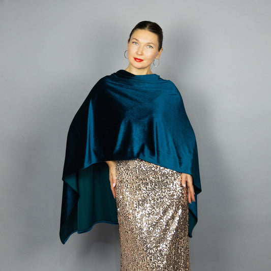 Teal blue velvet wrap teal blue velvet cape teal velvet shrug velvet bridesmaids wrap teal blue velvet cover woman winter teal velour wrap