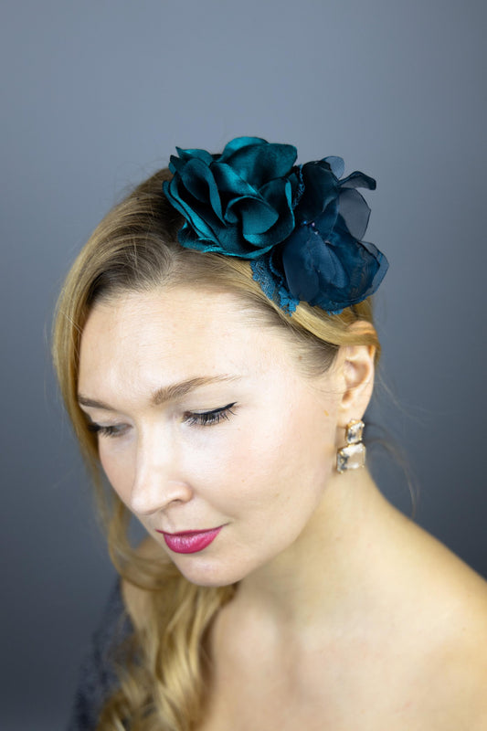 Green flower headband wedding bridesmaids prom hair accessories lace satin organza flower headbsbd flower headband woman elegant headpiece