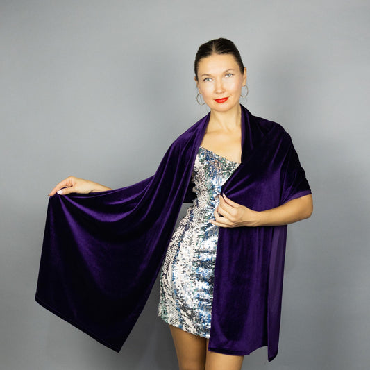 Violet purple Velvet wrap shawl bolero Winter wedding shrug, mother of the bride scarf, bridal warm scarf, bridesmaids wrap, bridal shrug