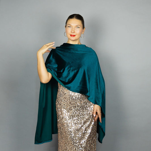 Teal green velvet wrap teal green velvet cape teal velvet shrug velvet bridesmaids wrap teal velvet cover woman winter teal velour wrap