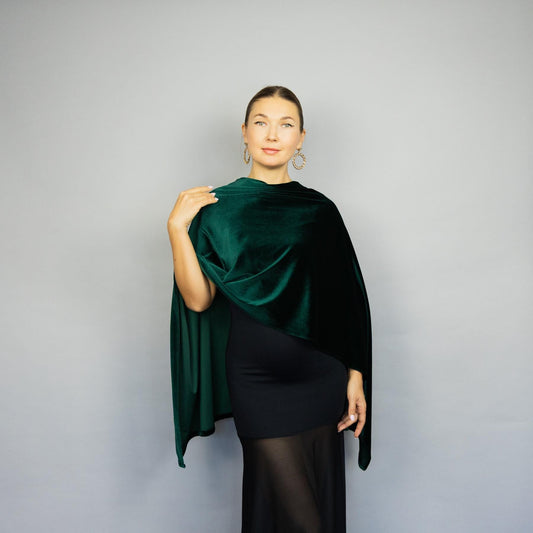 Green velvet wrap green velvet cape green velvet shrug velvet bridesmaids wrap green velvet cover woman winter wedding green velour wrap
