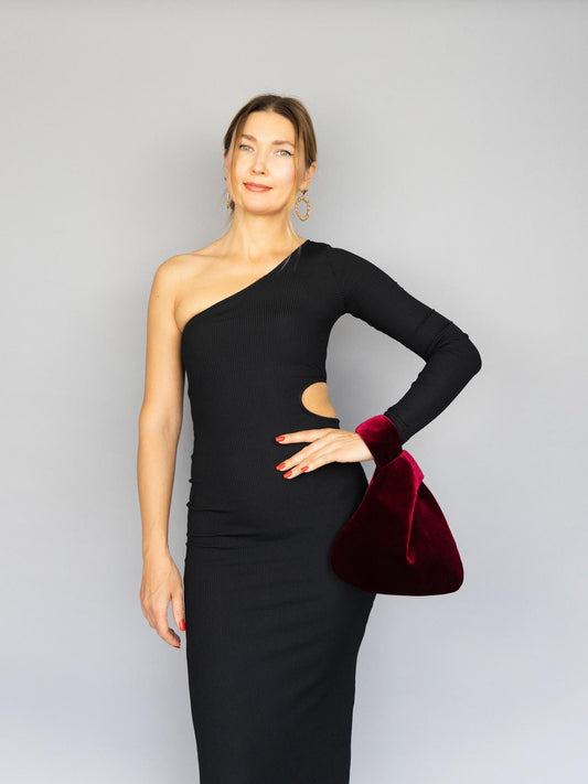 Japanese knot velvet bag purse clutch pink blush, wedding, party, special occasion, simple and elegant bag, velvet pink bag bridesmaids