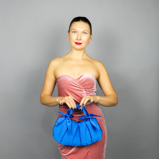 Royal blue bag blue satin bag party bag prom bag bridesmaid bag furoshiki style bag blue purse small blue evening bag christmas gift