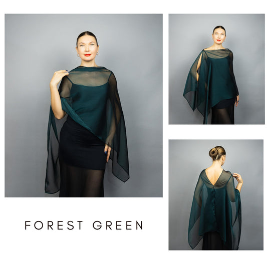 Forest green capelet green shrug Greek style wrap sheer Greek cape sheer scarf green cape bridesmaids wrap sheer bridal cape green shawl