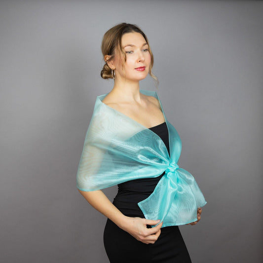 Mint green organza wrap mint green pull through wrap turquoise shawl bridesmaid shawl organza scarf mint green loop wrap woman organza shrug