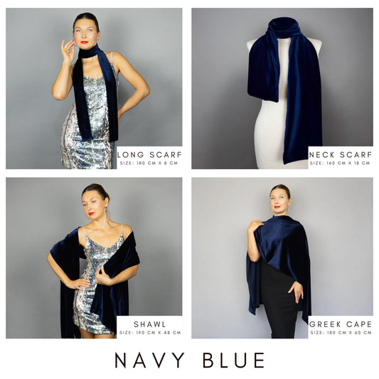 Velvet neck scarf navy blue velvet scarf woman gift Winter velvet neck scarf velvet scarf navy velvet blue velvet scarf velvet neck tie