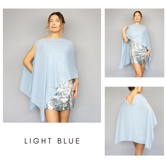 Light blue capelet light blue chiffon shrug light blue Greek style wrap sheer wrap light blue cape bridesmaids elegant wrap light blue shawl