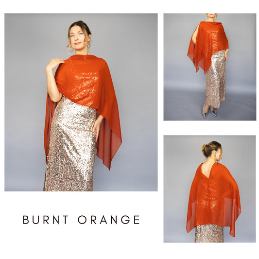 Burnt orange capelet cinnamon shrug Greek style wrap sheer ginger scarf ginger brown cape bridesmaids wrap sheer light orange woman shrug