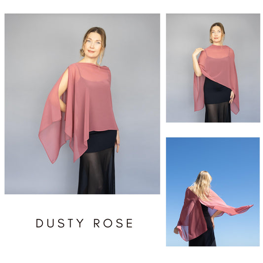 Dusty rose capelet chiffon shrug dusty rose Greek style wrap sheer Greek cape pink sheer cape bridesmaids elegant wrap pink rose sheer shrug