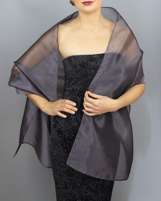 Smoky quartz organza scarf greyish brown wrap sheer smoky grey shawl scarf sheer shrug bridesmaids scarf woman sheer scarf evening shawl