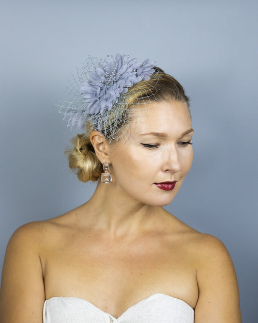 Silver grey headpiece headband, flower headband classical bridal headpiece diadema , elegant and simple , flower headpiece
