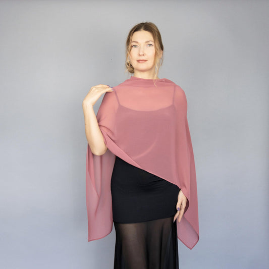 Dusty rose capelet chiffon shrug dusty rose Greek style wrap sheer Greek cape pink sheer cape bridesmaids elegant wrap pink rose sheer shrug
