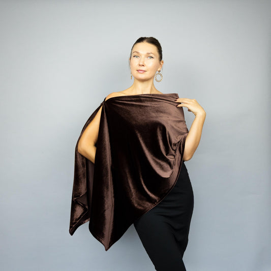Brown velvet wrap dark brown velvet cape brown velvet shrug velour velvet bridesmaids wrap brown velvet cover woman brown winter wrap