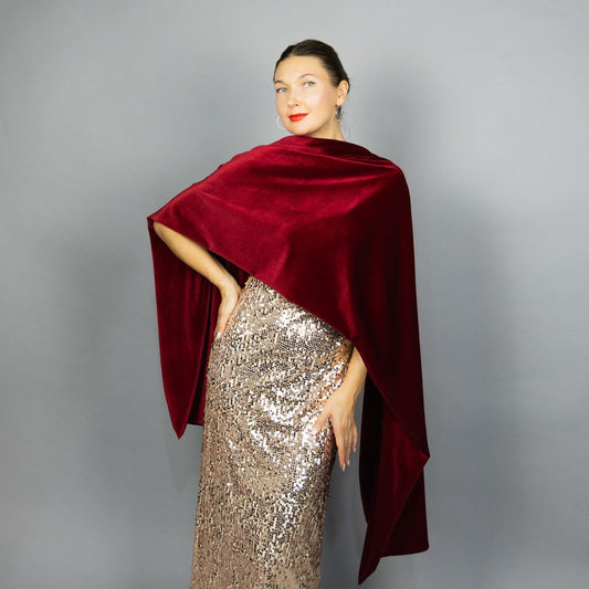 Burgundy red Velvet wrap shawl bolero winter wedding shrug elegant accessory bridesmaids burgundy velvet shrug warm woman shawl velvet scarf
