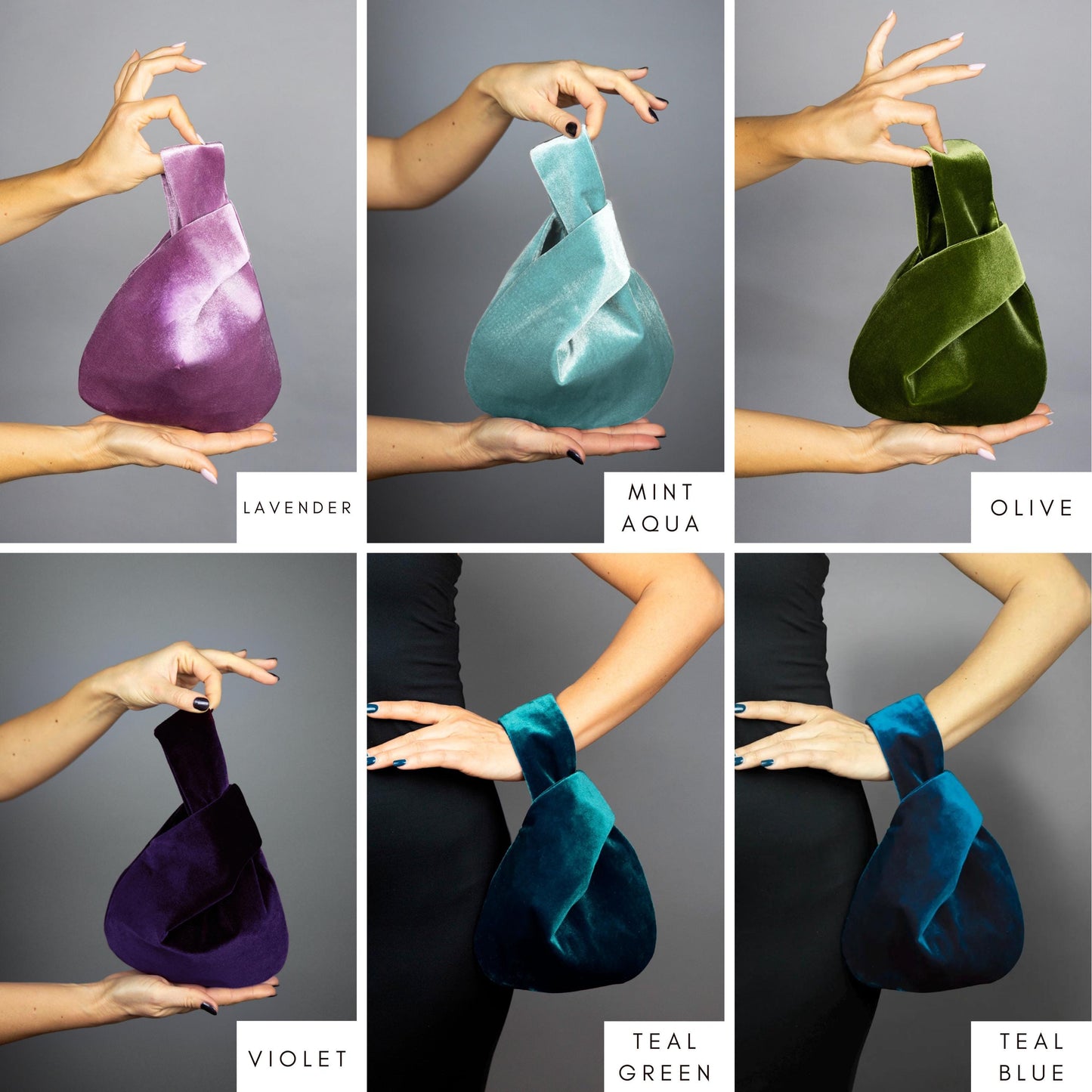 Japanese knot bag green clutch green velvet bag green wrist bag small green velvet prom purse woman small green bag christmas gift idea