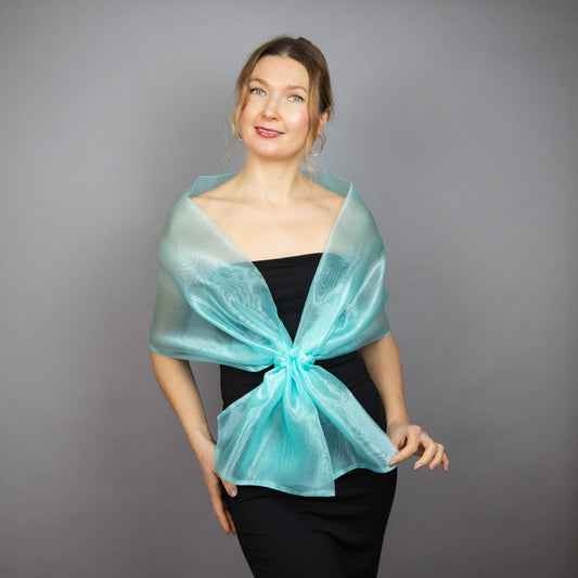 Mint green organza wrap mint green pull through wrap turquoise shawl bridesmaid shawl organza scarf mint green loop wrap woman organza shrug