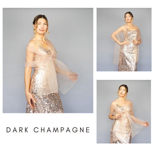 Dark champagne organza wrap sheer beige shawl light brown scarf dark champagne sheer shrug bridesmaids scarf bridal shawl bridal scarf bridal shrug
